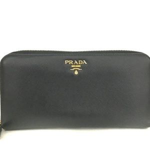 Prada Saffiano  leather zip around long walket